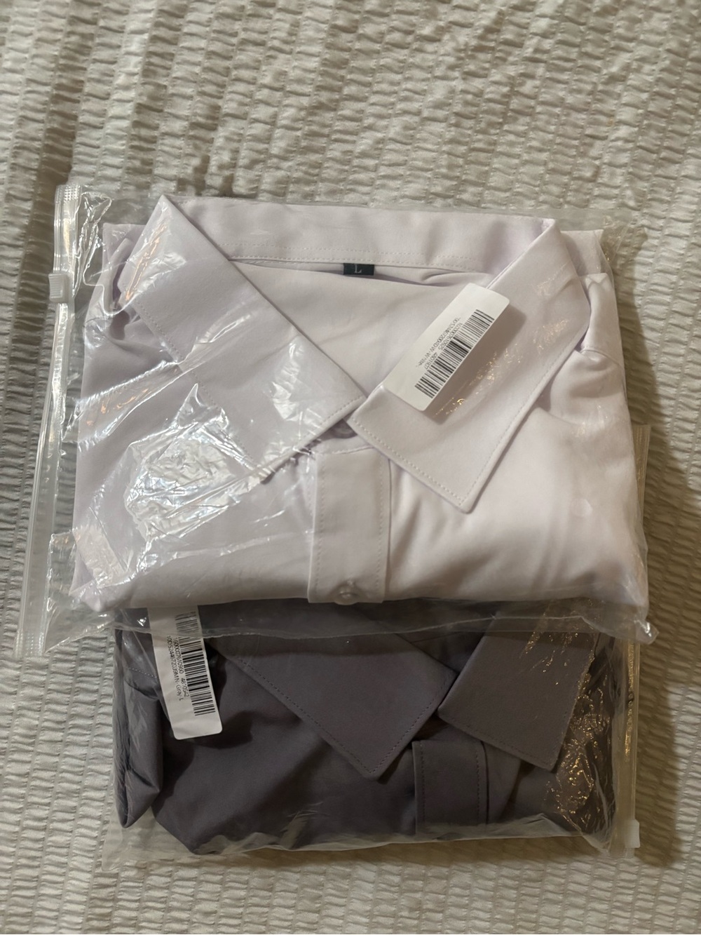 Classic Men's Dress Shirts — White and Light Gray, Pack of 2